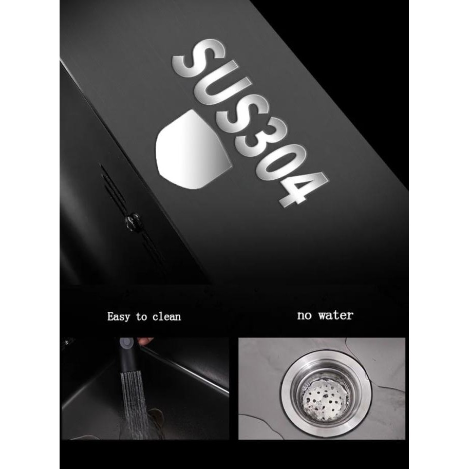 DWECK - Kitchen Sink Stainless Steel Black 1 Bowl Besar Paket Lengkap
