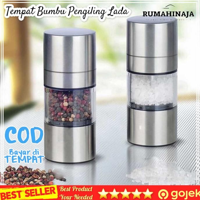 NEW Alat Penggiling Bumbu Dapur Biji Lada Garam Merica Manual Stainless