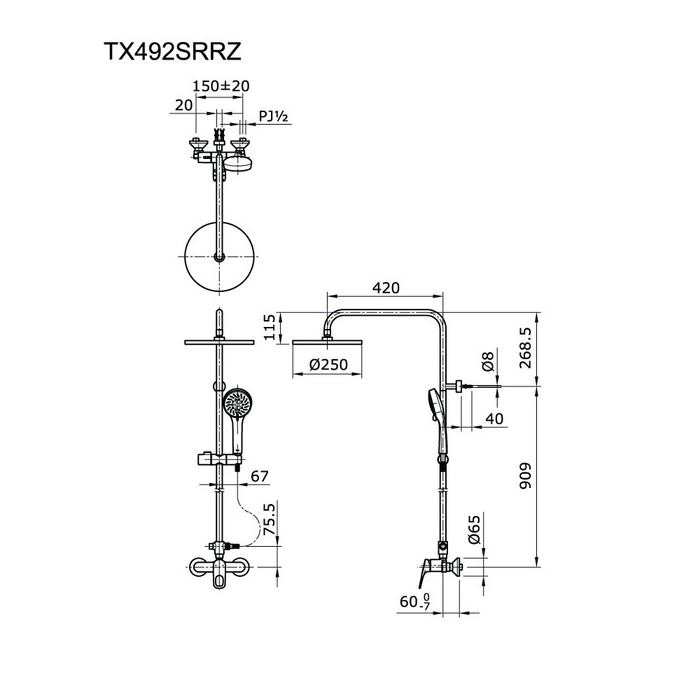 Shower Column Set Toto Tx492Srrz Panas Dingin  Ready