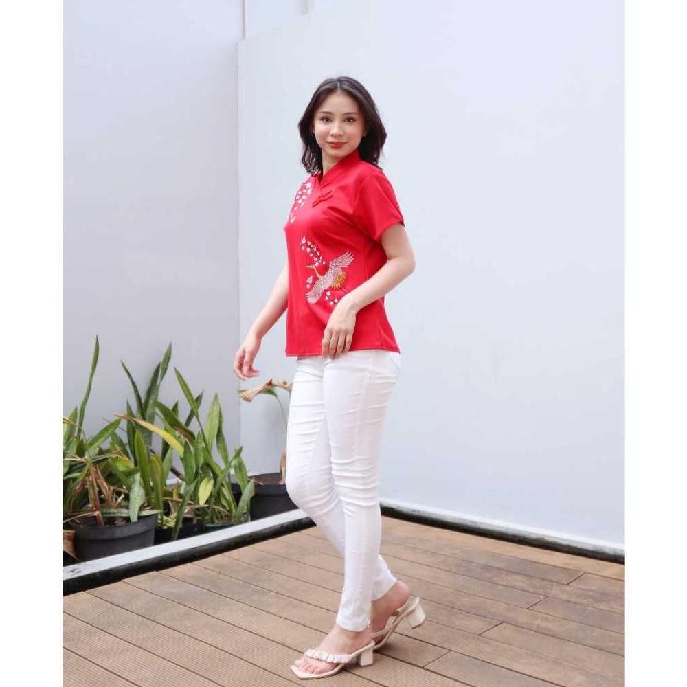 Blouse Imlek Blouse Cheongsam Blouse Chongsam Blouse Merah Imlek Blouse Sincia Atasan Imlek Merah Ba