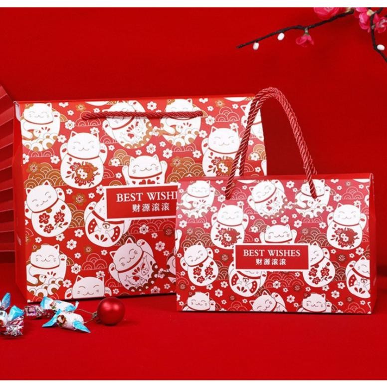Paperbag Imlek Kucing Hoki 2024 / Hamper Box Souvenier Imlek/ Box Imlek 2024