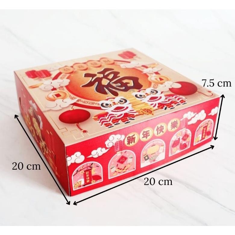 Box Kotak Dus Kue Imlek Dus Kue Lapis Brownies Kue Imlek Uk 20X20X6Cm Dus Handle Imlek