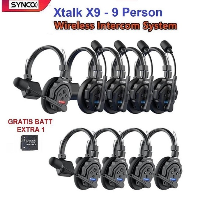 Synco XTalk X9 For 9 Person Wireless intercom Single Ear Full Duplex