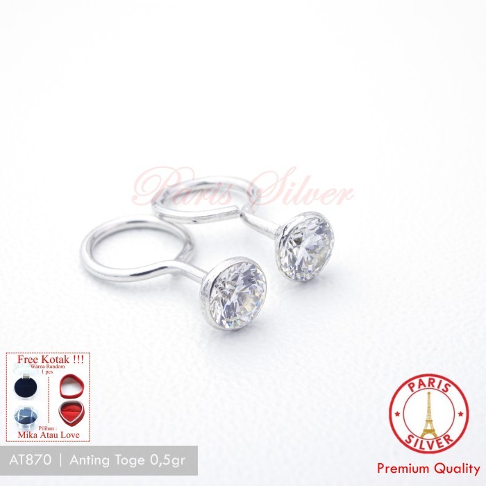 Anting Toge Kecil Bayi Permata Perak 925 Lapis Emas Giwang tekuk