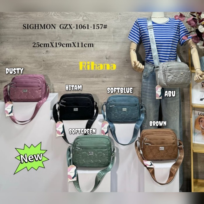 BERMUTU TAS SELEMPANG WANITA ORI SIGHMON KANVAS BORDIR 6Sleting SGH106