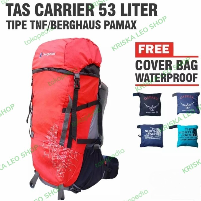 TERBARU tas gunung carrier pamax 53 liter ransel hiking + rain cover bag WP HOT SALE