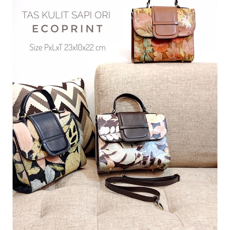 NEW ALKA Tas Kulit Garut Tas Selempang Wanita Tas Kulit Sapi ECOPRINT