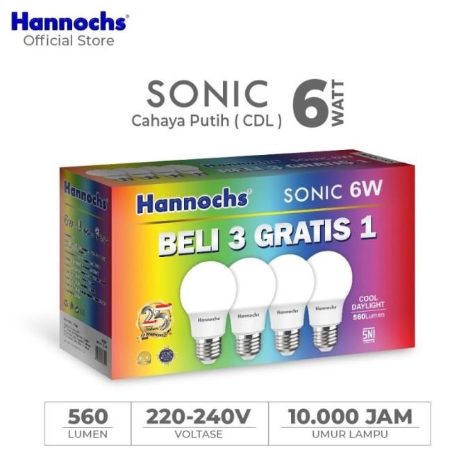 

TERSEDIA LAMPU LED HANNOCHS SONIC 6W 6 WATT MULTIPACK PAKET ISI 4 PCS LAMPU