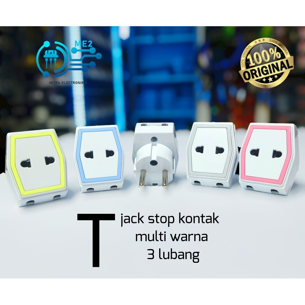 Steker Colokan Listrik T Stop Kontak 3 Lubang Multi