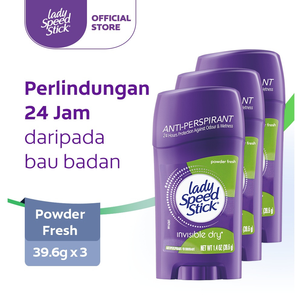 Lady Speed Stick Deodoran/Deodorant Anti-Perspirant Powder Fresh 39.6g (3pcs)