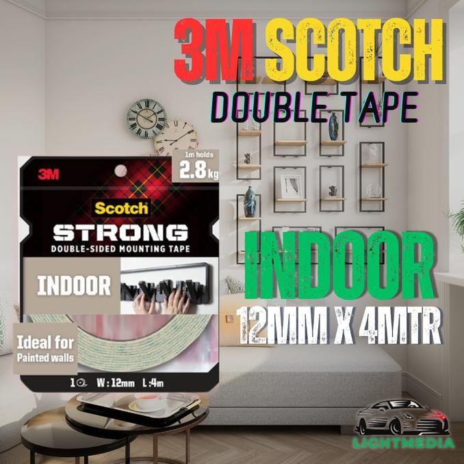 

TERMURAH - 3M SCOTCH STRONG INDOOR 4 METER Perekat Double Sided Indoor Mounting Tape Double Tape