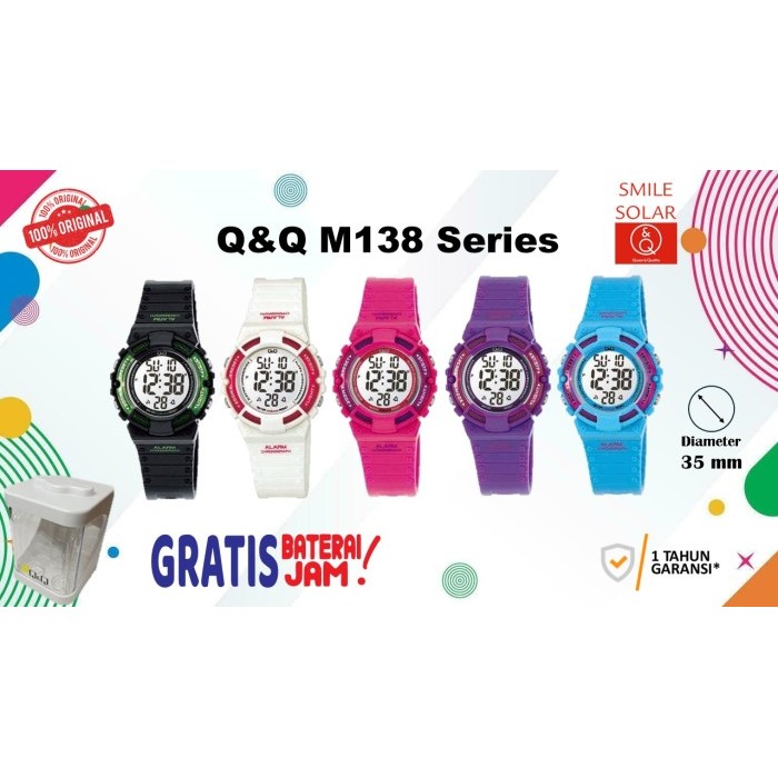 Jam Tangan Sport Digital Wanita Anak Original Q&Q Qnq Qq M138 M138J