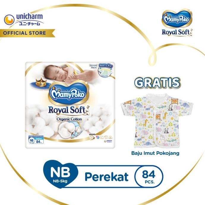 (Gratis Hadiah) MamyPoko Royal Soft NB 84 - Popok Bayi Perekat