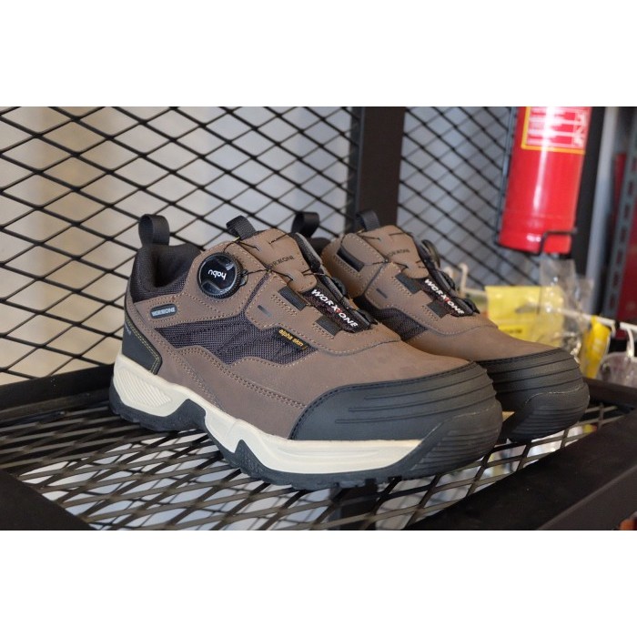 Sepatu Safety Pria Worx One 102 Brown / Black WaterProof - Workone 102 Cokelat / Hitam Men's Safety