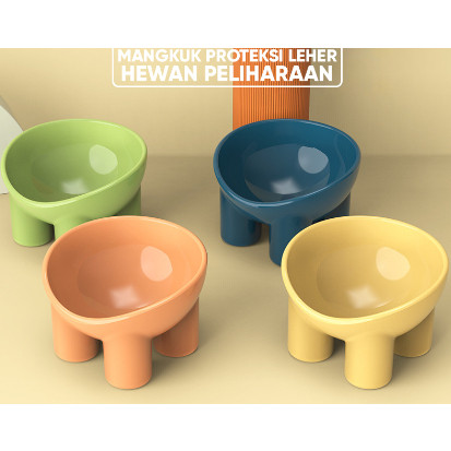 Mangkuk Makan Kucing Anjing - Tempat Makan Tinggi, Perlindungan Leher, Kaki Tinggi, Pet Bowl