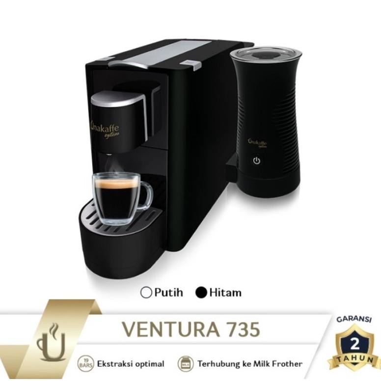 Ndala Unakaffe System Coffee Capsule Machine - Mesin Kopi Kapsul Ventura 735 Hitam + Lk Frother