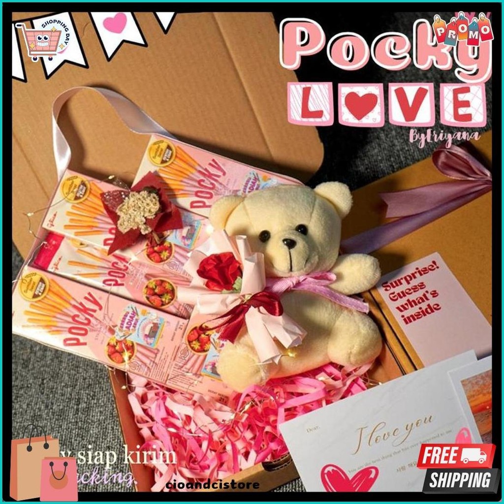 

Pocky Love Hampers Snack Box Kado Ulang Tahun Pacar Kado Valentine Gift Box Hampers Coklat Premium Hadiah Boneka Wisuda Anniversary Sempro Sahabat Hadiah Unik Cewek Cowok (Murmer)