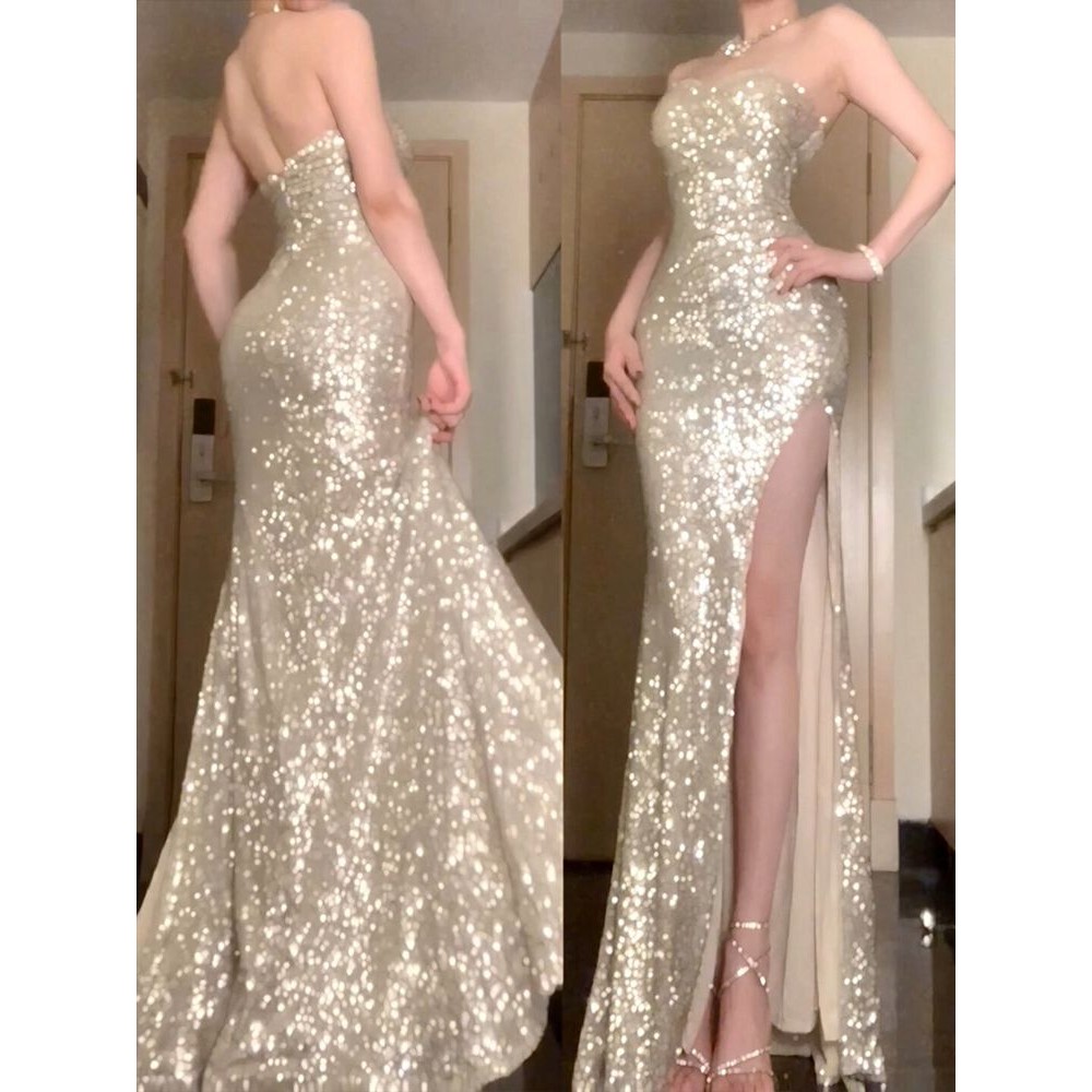 High-Grade Sequined Sexy Tube Top Dress Women