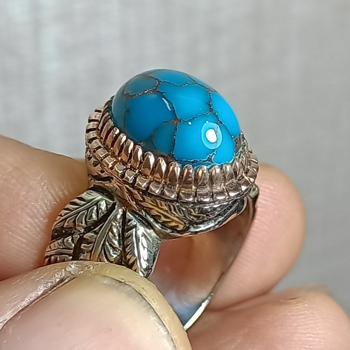 

Farizal - Batu Pirus Blue Top Urat Merah Hq No Giok Mesir Persia Singciang