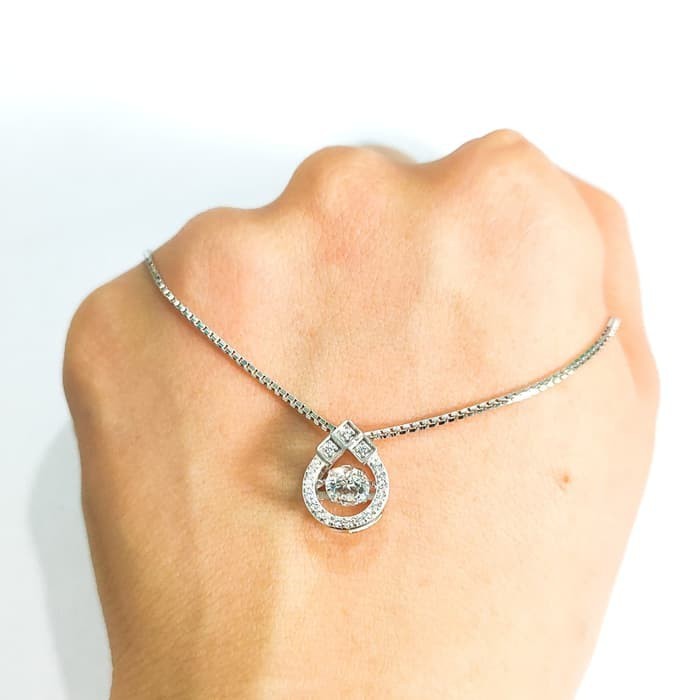 Terlaris Set Kalung Wanita model Dancing Stone emas putih asli Keren