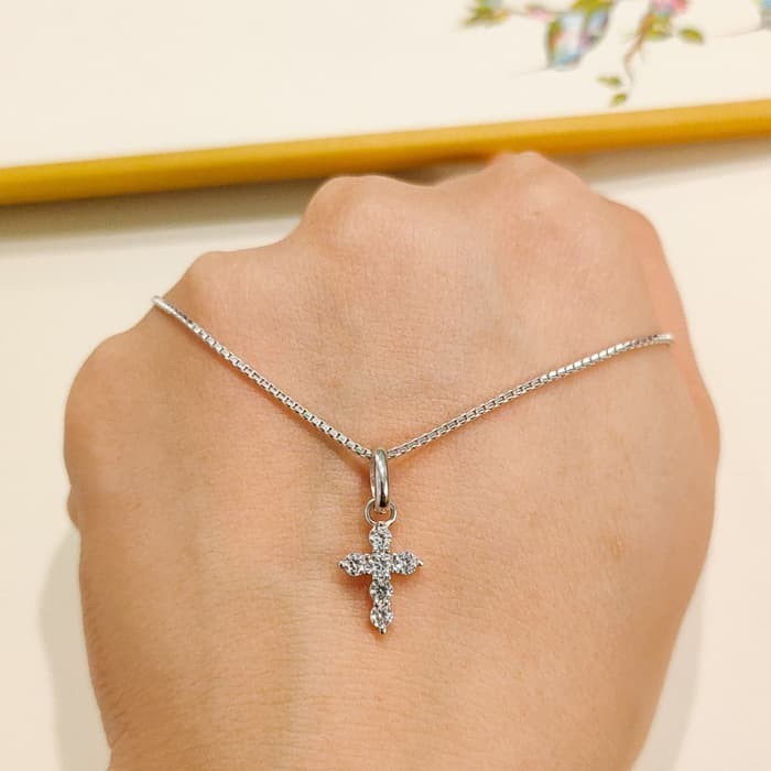 Terlaris Set Kalung wanita model salib elegant emas asli Elegan