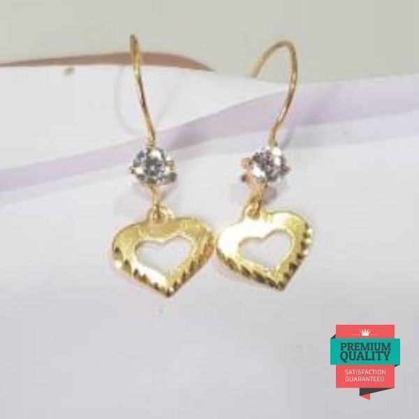 Grosir anting emas asli kadar 700 model hati susun Elegan