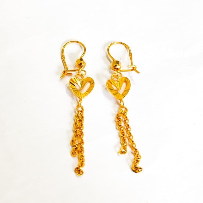 Grosir Anting Love Rumbai Elegant Emas Asli Keren