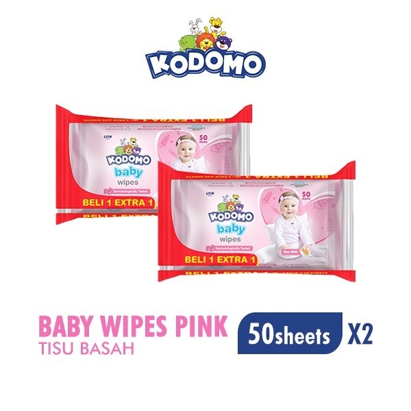 Kodomo Tisu Basah Antibakterial Rice Milk Pink Bag Isi 50 Buy 1 Extra 1 x2