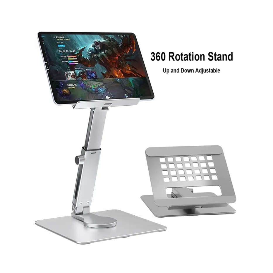 Stand Tablet Aluminium Holder Dudukan Ipad Teleskopik Meja Kasir 360
