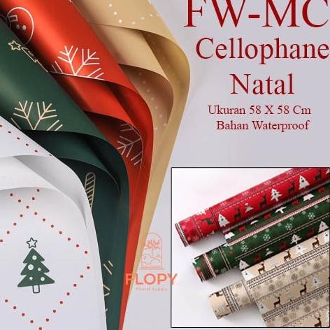 

[ 5 Lembar ] Cellophane Natal Motif - Fwmc / Wrapping Flowers / Kertas Kado Murah