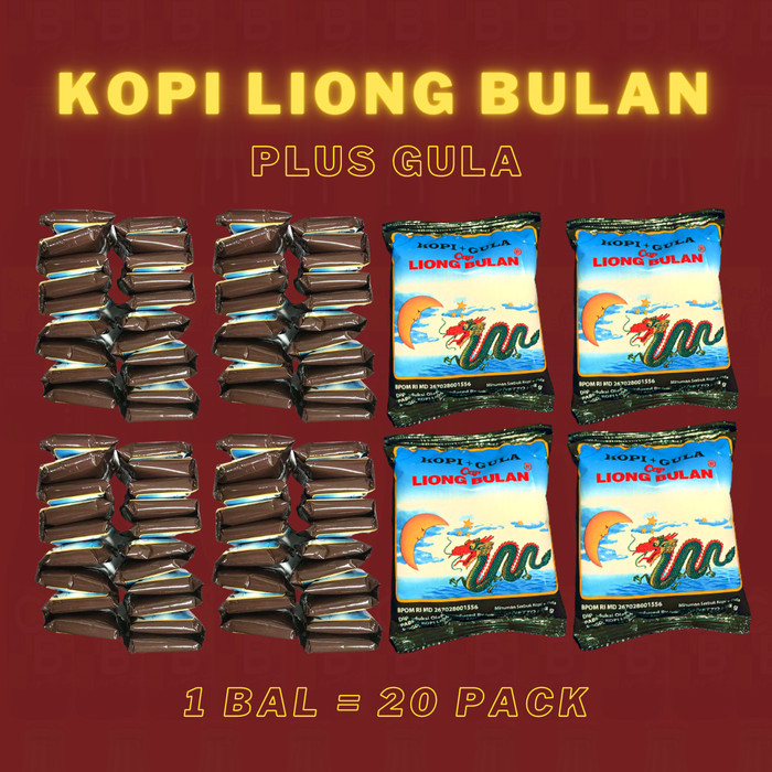 

Kopi Liong Bulan Plus Gula 1 Bal/Dus/Kardus Isi 20 Buah