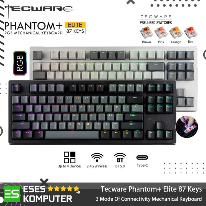 Terbaru Keyboard Tecware Phantom+ Elite 87 Tkl Wireless Rgb Keyboard Gaming