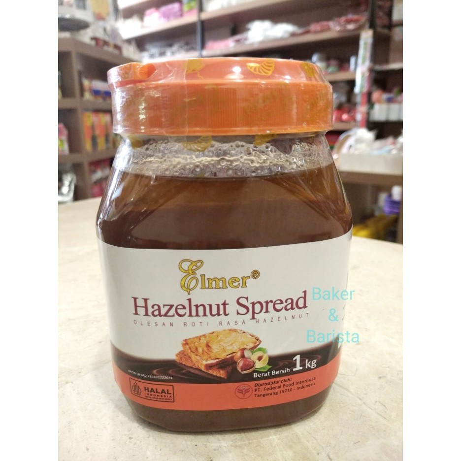 

TERBARU ELMER HAZELNUT SPREAD 1KG / OLESAN ROTI HAZELNUT / SELAI TOPPING CAKE BOLU DONAT