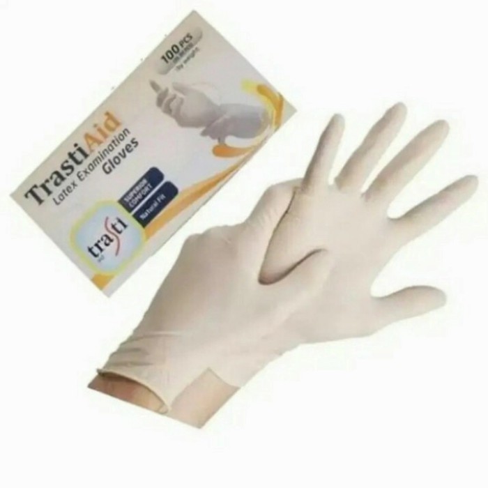 TERBARU - sarung tangan latex 1 box 100 pcs handscoon latex medis Trasti