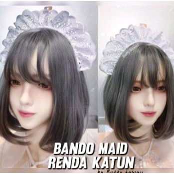 *****] Bando kerut renda maid putih cosplay tiktok servant sexy halloween