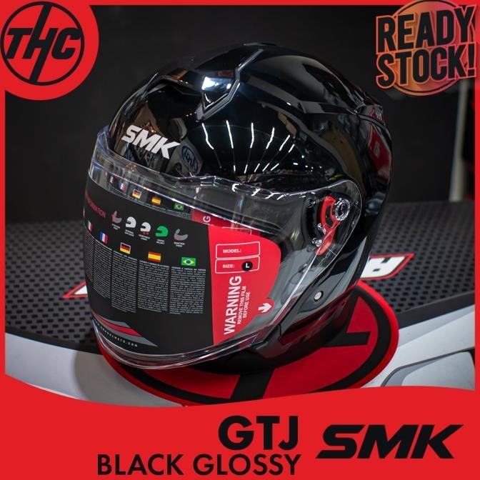 Helm Smk Gtj Black Glossy Half Face Helmet Smk Promo