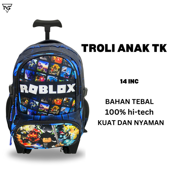 Troli Dorong Anak Paud Laki Laki Karakter Kartun Roblox Keren Tas Koper Anak Cowok RPG 1825