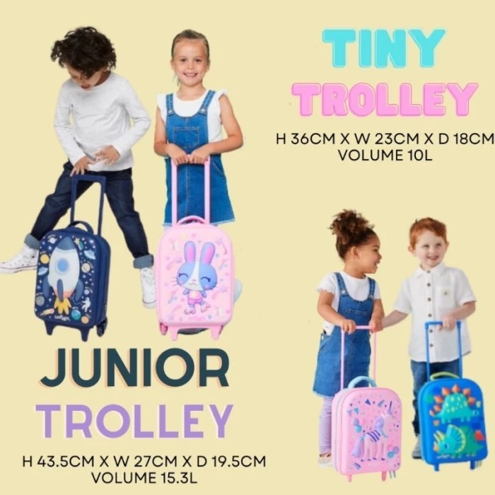smiggle tiny trolley suitcase kecil tas troli dorong junior paud 1-3