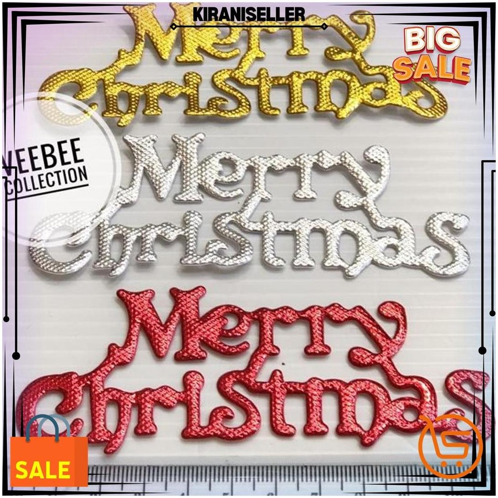 

Tulisan Merry Christmas Kain Gliter Kilap/ Merry Christmas/ Hiasan Kue/ Hiasan Hampers Natal/ Christmas Decoration D Termurah