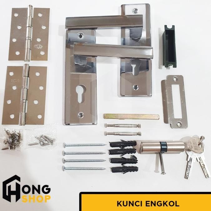 Pintu Kamar Mandi PVC Tebal 80x200 LMKE80 POLOS + KUNCI ENGKOL KRW