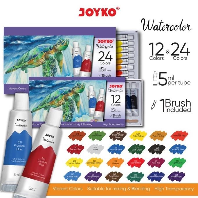 

Cat Air Watercolor Joyko WC-4 - 12 24 Warna 6 Ml With Brush Include