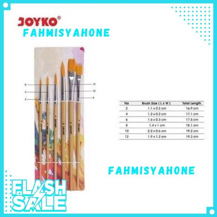 

JOYKO BRUSH SET 6PCS KUAS LUKIS AIR AKRILIK ART PAINTING CRAFT BR-5 REKOMENDASI