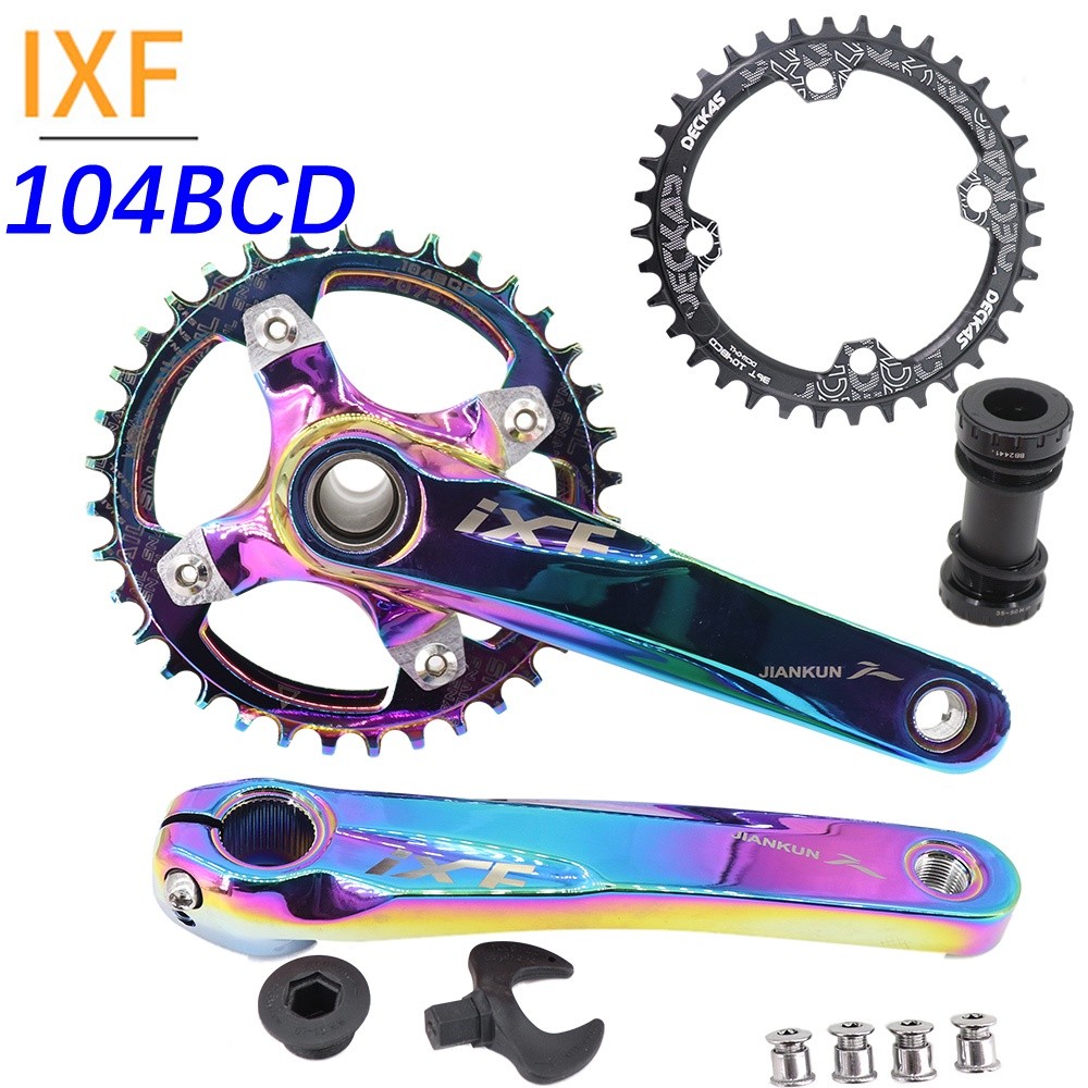 IXF MTB Crankset 104BCD Engkol Sepeda 170mm 175mm Cincin Rantai Deckas 30t 32t 34t 36t 38 minyak pel