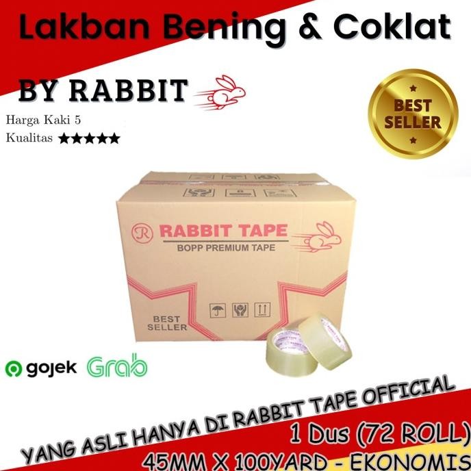 

BEBAS ONGKIR - Lakban Bening/Cokelat [KHUSUS GOJEK] RABBIT TAPE Ekonomis 2" x 100 Yard