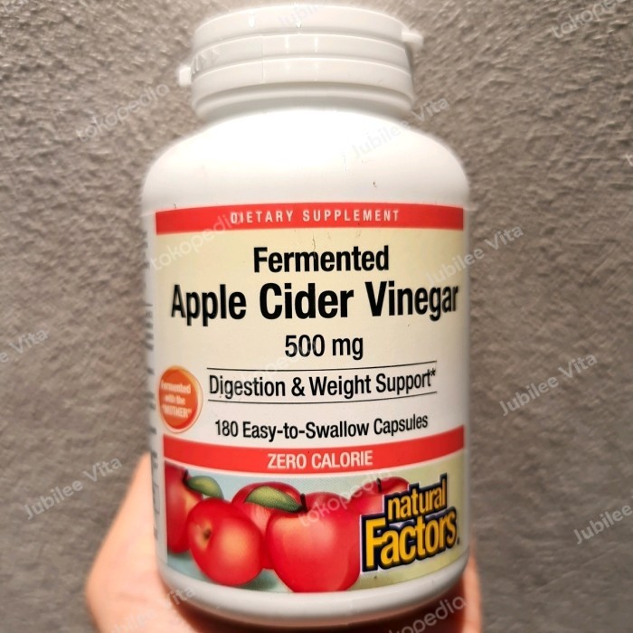 

HARGA DISKON NATURAL FACTORS APPLE CIDER VINEGAR CUKA APEL 500 MG w/MOTHER,180 CAPS