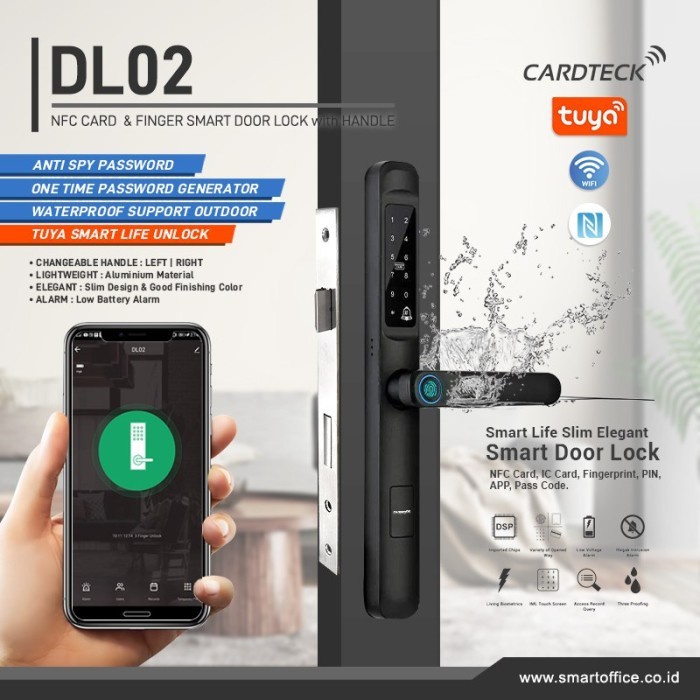 Slim Smart Door Lock Finger&RFID Kunci Digital Pintu Aluminium DL02
