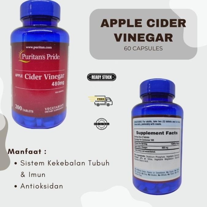 

BRG BARU Puritan Pride Apple Cider Vinegar 480 mg 200 Tablet