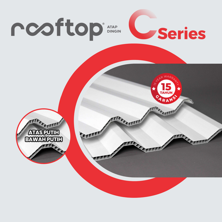 Atap uPVC Rooftop C-Series Tebal 12mm Dingin Rumah Gedung Ruko 7 meter