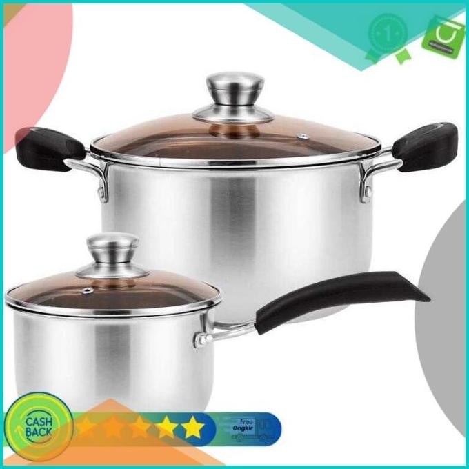 Panci Masak Air Panci Masak Sayur Soup Milk Pot Stainless Steel 18cm 1