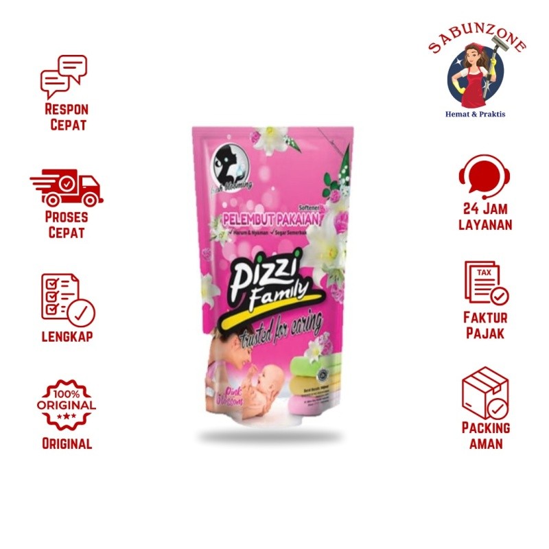 Pelembut dan Pewangi Pakaian Pizzi Softener Pink 900 ml